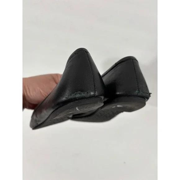 Tory Burch Black Lowell Leather Ballet Flats Embellished Logo Size 7 M - Picture 5 of 16